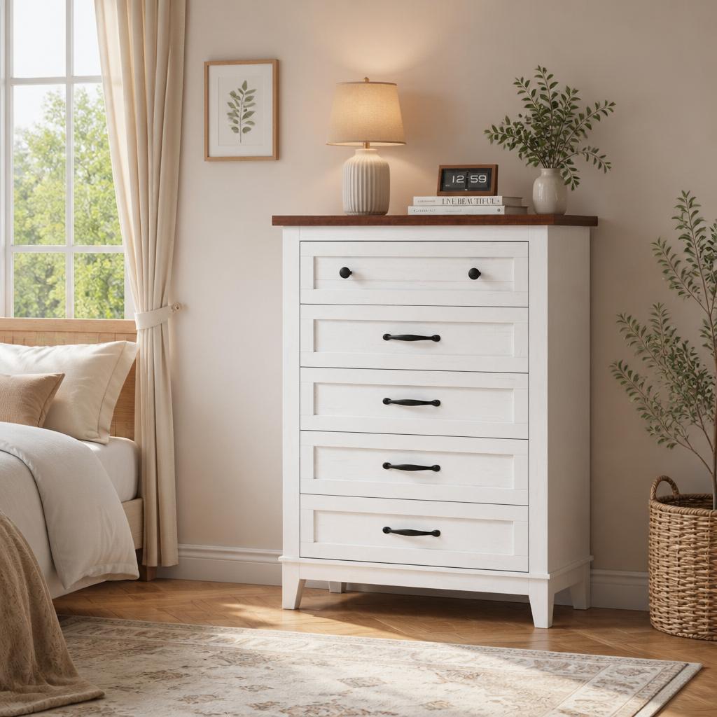 Bedroom Furniture - Comò verticale a 5 cassetti GarveeLife