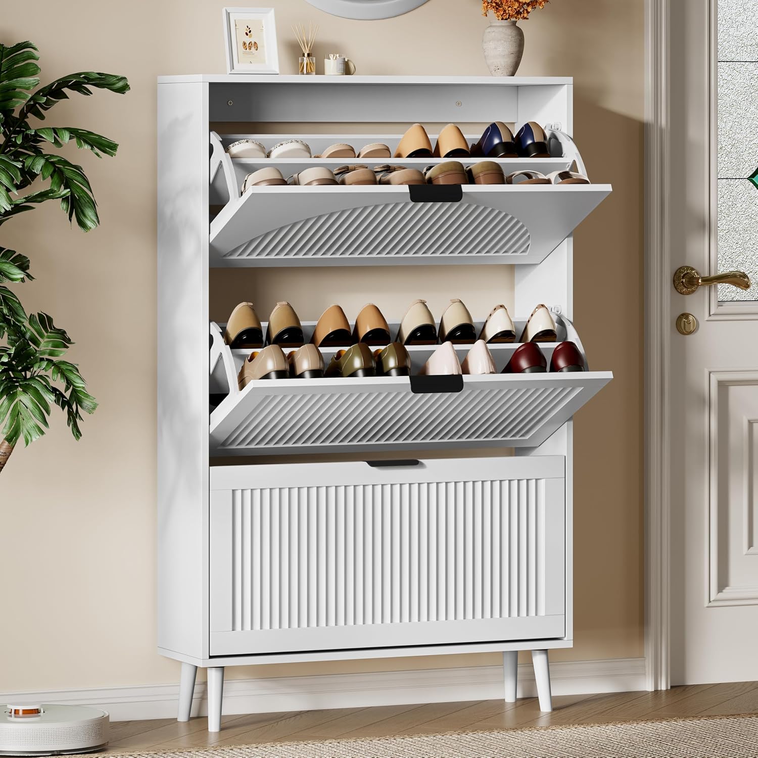 Shoe Rack Cabinet Narrow Entryway - Mobile Porta Scarpe con 3 Cassetti
