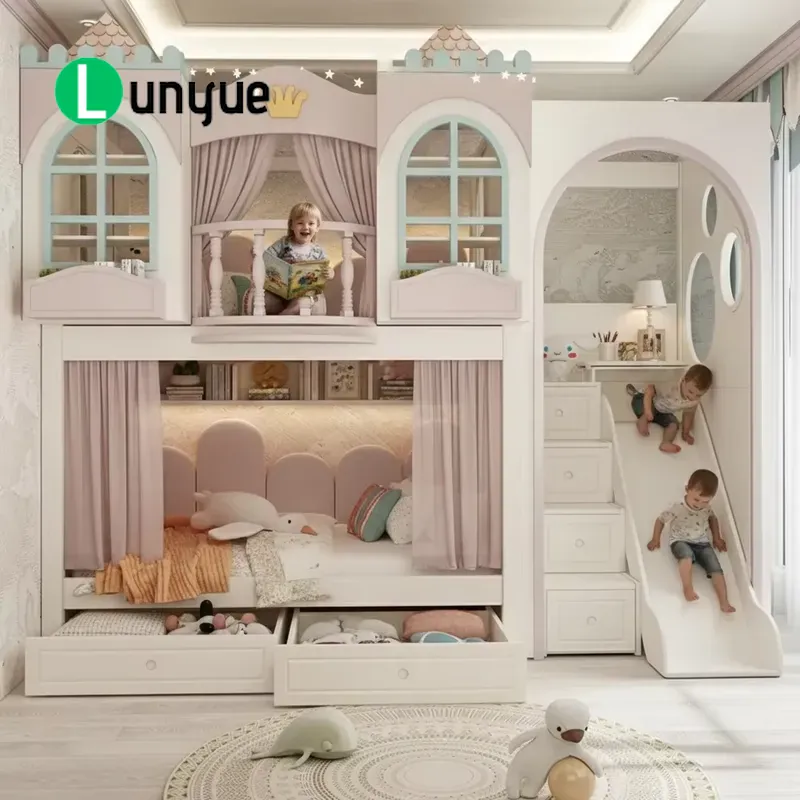 Bunk Bed With Stairs And Slide - Letto a castello personalizzato Ankke Princess