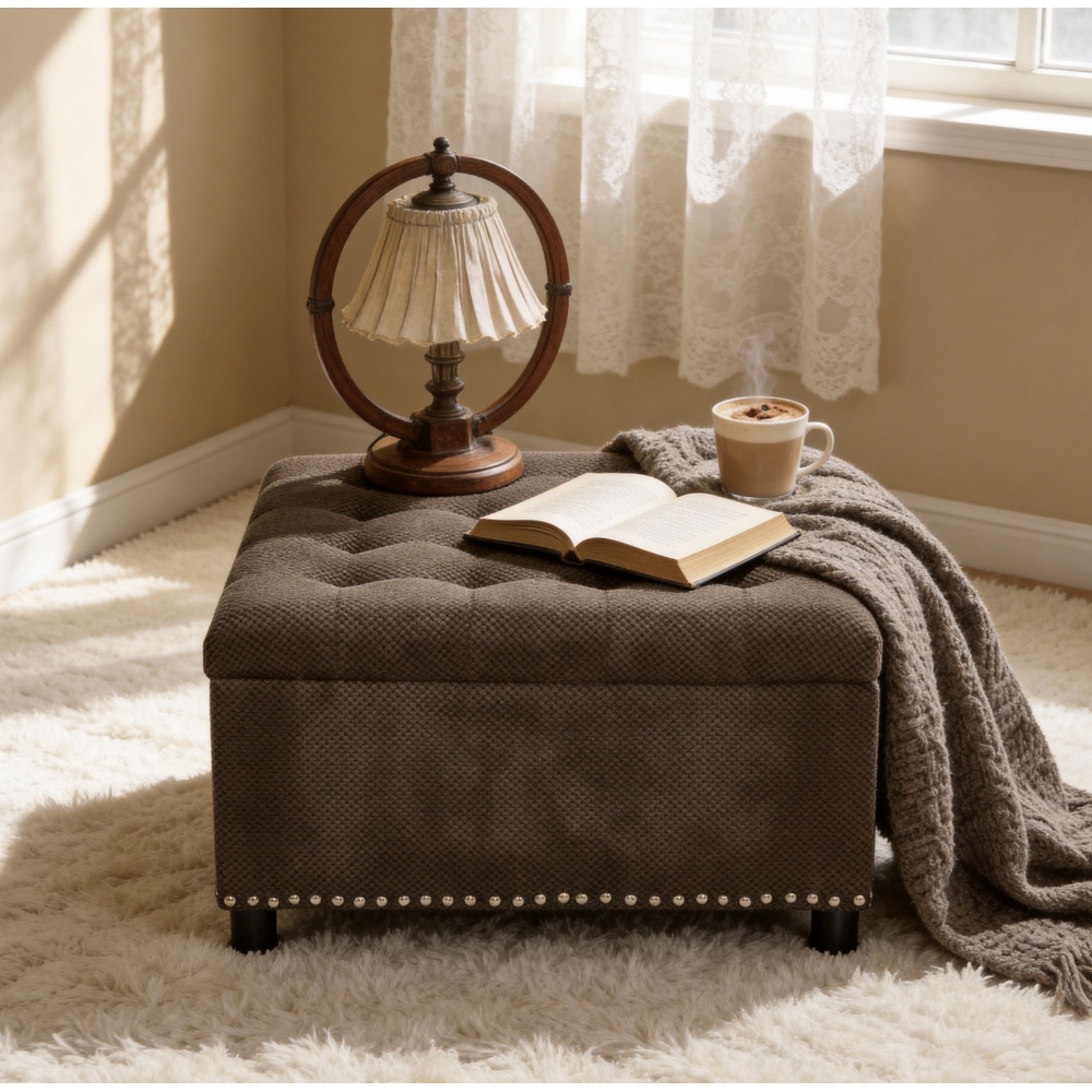Pouf quadrato marrone scuro co - Bedroom Furniture recensione e prezzo