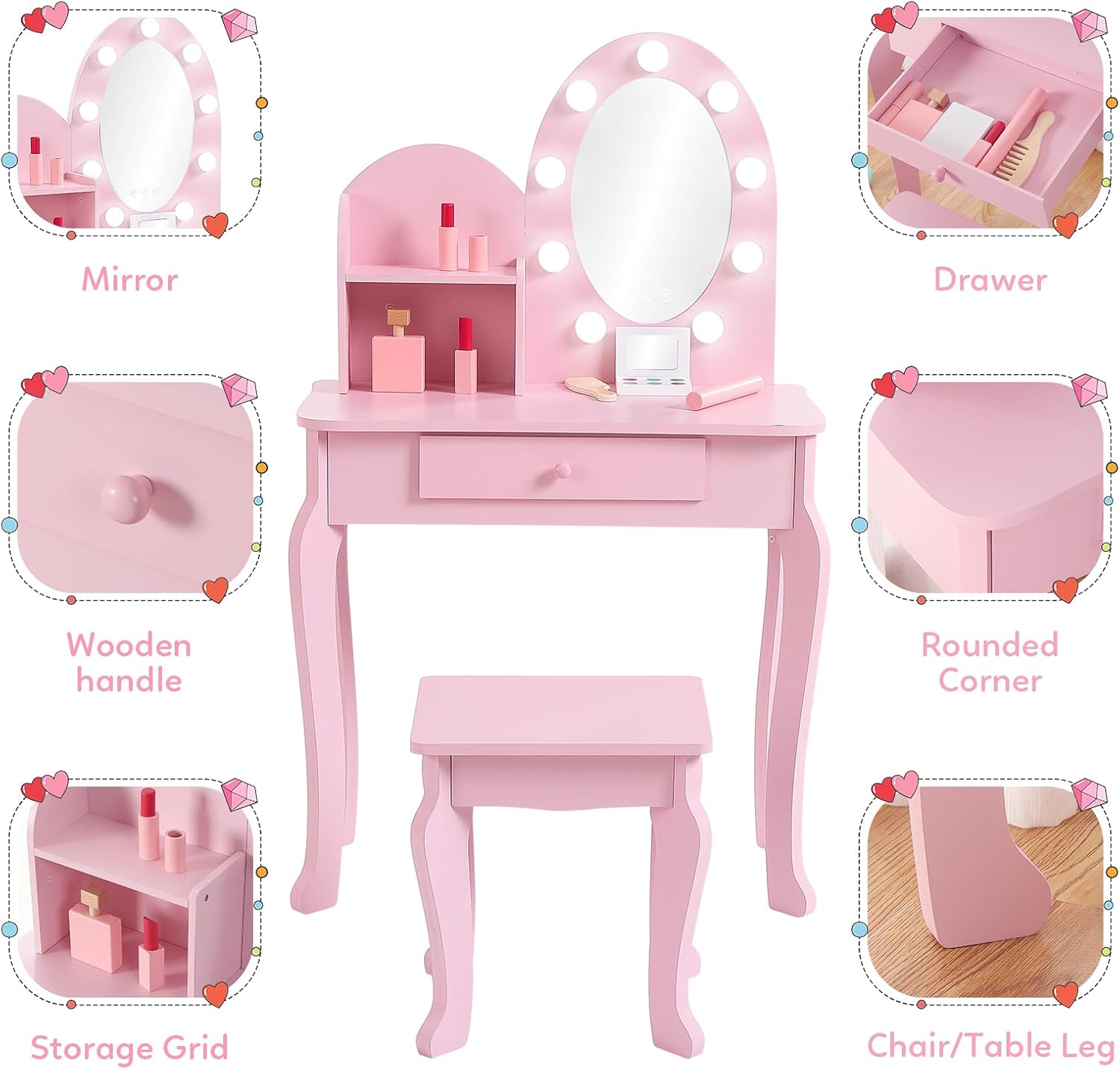 Set da trucco per bambini in s - Dressing Table Vanity With Lighted Mirror recensione e prezzo