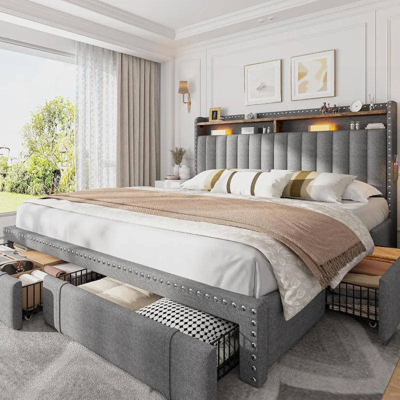 EnHomee Letto Matrimoniale Imb - King Size Bed Frame With Storage Drawers recensione e prezzo