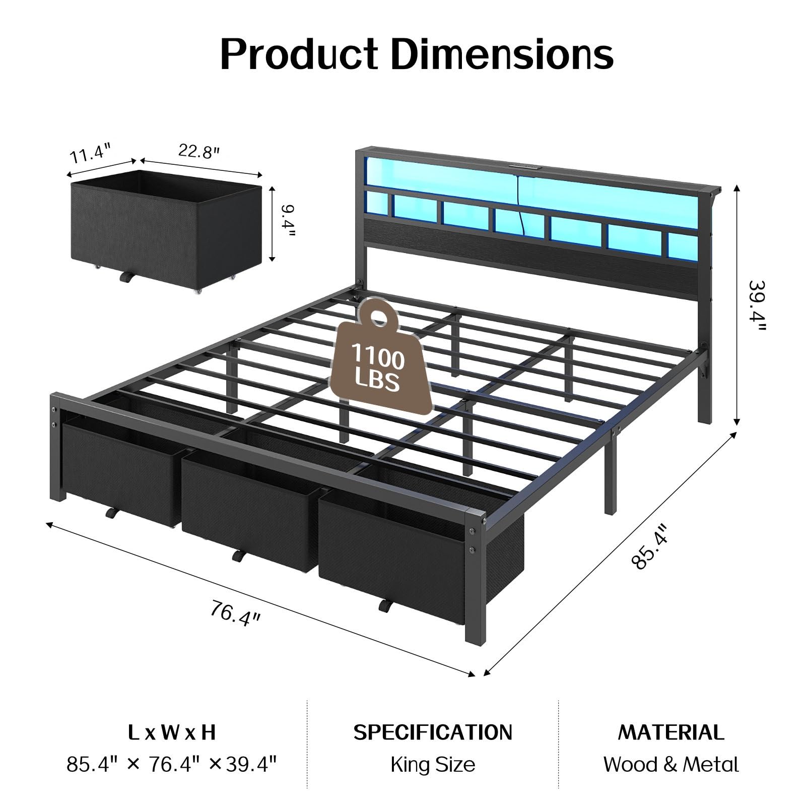 Struttura per letto matrimonia - King Size Bed Frame With Storage Drawers recensione e prezzo